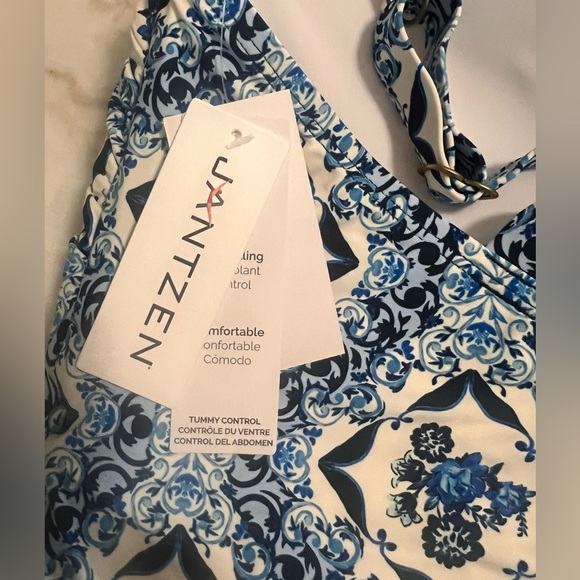 Women’s Jantzen Glamour Adjustable Straps Swimsuit One Piece Blue Ceramic 20 NWT - Picture 5 of 6